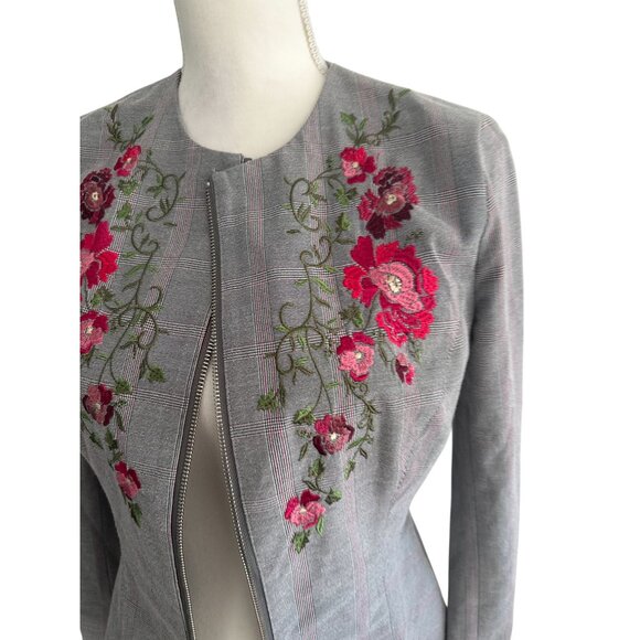 XOXO Y2K Floral Plaid Peplum Blazer Size Medium - Picture 5 of 9